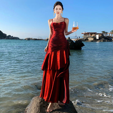 Summer New Lotus Leaf Side Hanging Dress Birthday Party Dress Dress Holiday Beach Dress